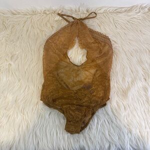 Victoria’s Secret Lace Halter Bodysuit in Brown